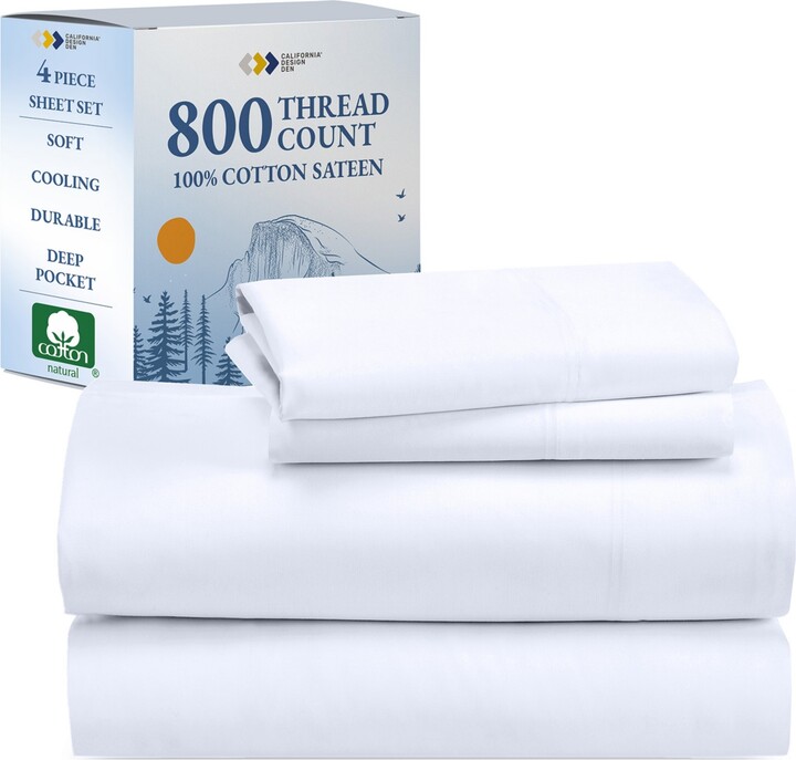 California Design Den Luxury Bed Sheets Set - 800 Thread Count 100% Cotton Sheets, Deep Pocket, Soft, Cool & Breathable - California King