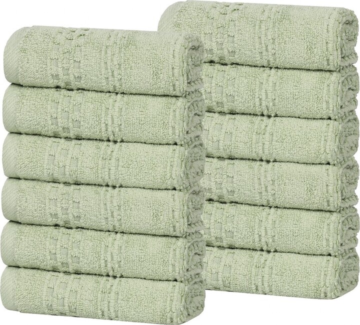 Superior Set of 12 Playa Zero Twist Cotton Solid Waffle Textured Washcloths