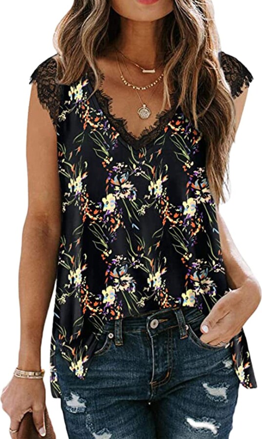 Womens Loose Camisole Top with Built in Padded Bra Flowy Pleated Tank Cami  Top