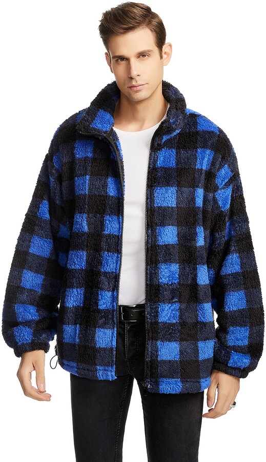 plaid shearling jacket mens