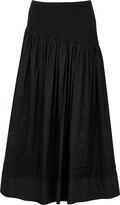 Smocked Cotton-voile Midi Skirt 