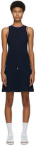 Thumbnail for your product : Thom Browne Navy Seersucker Drawstring Waist Dress