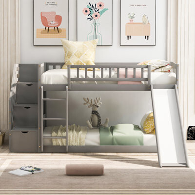 Harper&Bright Designs Bunk Bed With Storage Stairs And Slide