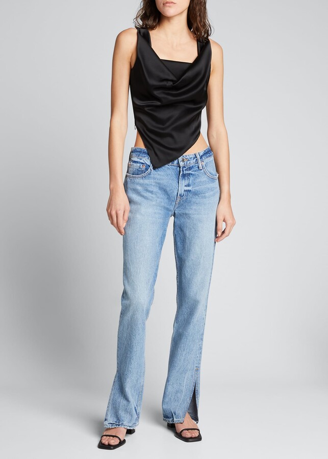 GRLFRND Hailey Low-Rise Straight Jeans with Splits - ShopStyle