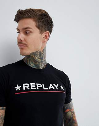 Replay star logo t-shirt in black