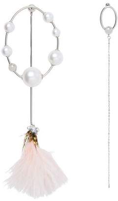 Burberry Faux Pearl and Feather Palladium-plated Drop Earrings