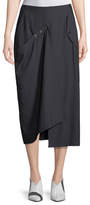 Thumbnail for your product : Tibi Washed Viscose Draped Midi Skirt with Snap Details