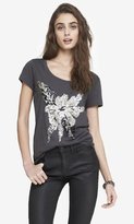 Thumbnail for your product : Express Sequin Floral Scoop Neck Tee