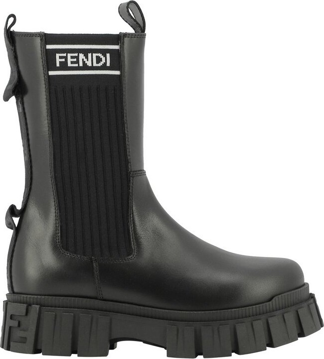 Fendi Kids Logo Detailed Chunky Boots