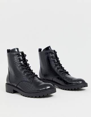 Dune lace up boot in black croc