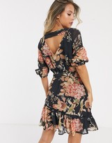 Thumbnail for your product : Hope & Ivy ruffle mini dress in navy rose
