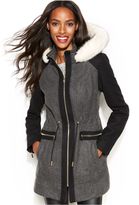 Thumbnail for your product : Laundry by Shelli Segal Hooded Faux-Fur-Trim Walker Coat