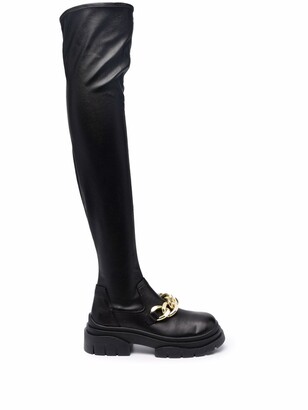 thigh high boots with chains