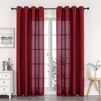 GoodGram Montauk Accents 2 Pack Ultra Luxurious Faux Silk Sheer Grommet Top Curtain Panels - 52 in. W x 84 in. L, Beige