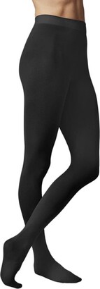 LECHERY Women's Matte Silky Cotton Blend Tights (1 Pair) - Black, Large/X Large