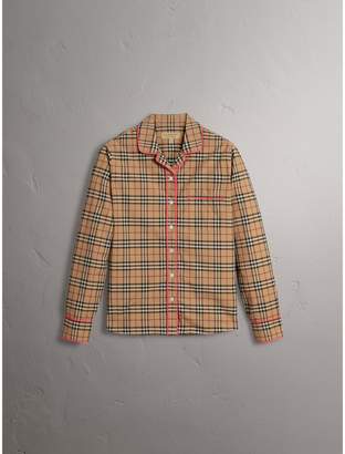 Burberry Contrast Piping Vintage Check Pyjama-style Shirt
