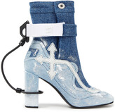 Thumbnail for your product : Off WhiteTM Off-whiteTM Embellished Painted Denim Ankle Boots