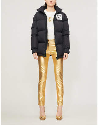 Moschino Logo-patch funnel-neck shell-down jacket