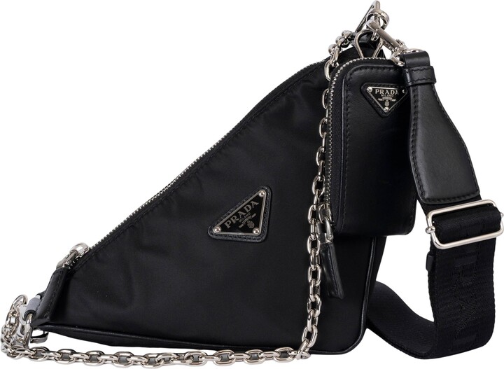 Prada Black Nylon Triangle Small Re-nylon Crossbody Bag 1bh190