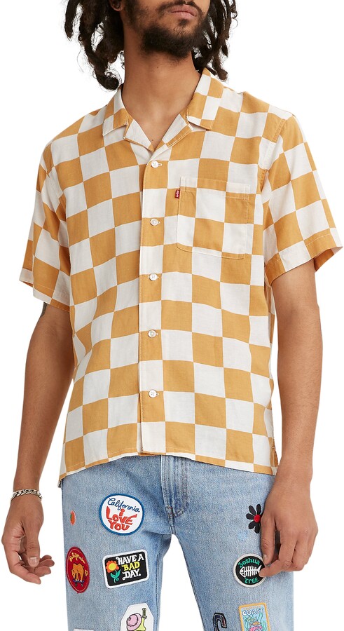 Levi's Premium Men's Cubano Check Print Short Sleeve Button-Up Camp Shirt -  ShopStyle