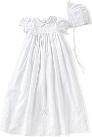 Edgehill Collection Baby Girls Peter Pan Collar Christening Gown Matching Bonnet