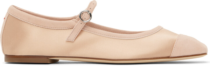 AEYDĒ Pink Uma Satin Toe-Cap Ballerina Flats