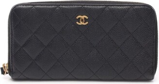 Chanel Pre-owned 2021-2022 CC Diamond-Quilted Coin Purse - Black