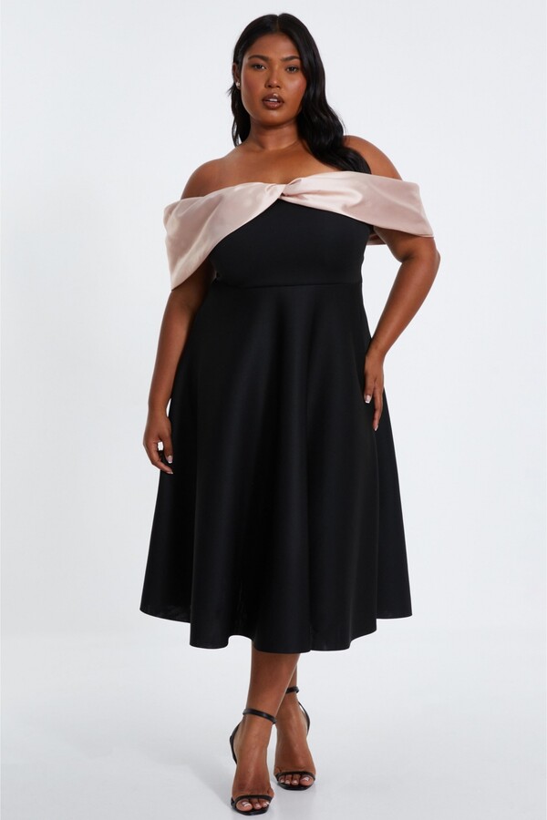 Petal and Pup Women's Claire Shirred Bodycon Off Shoulder Midi