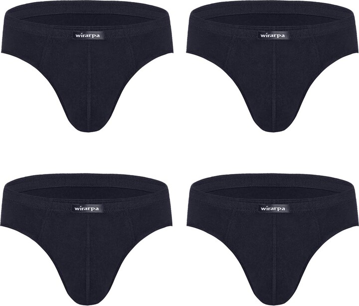 wirarpa Men's Underwear Briefs Cotton 4 Pack Gents Classic Slips Soft Waistband Underpants Black