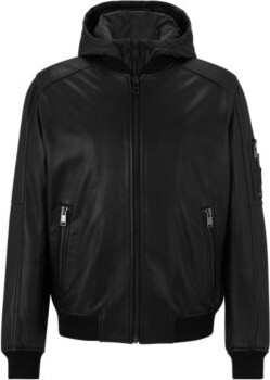 HUGO BOSS Relaxed-fit leather jacket with detachable vest