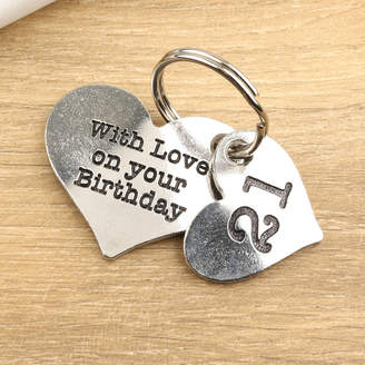 Multiply design 21st Birthday Gift Personalised Heart Key Ring