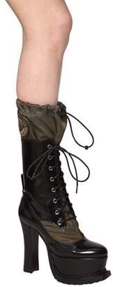 Moschino 120mm Brushed Leather & Nylon Boots