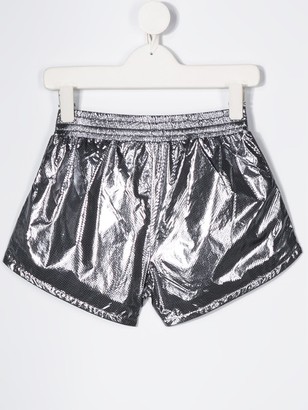 Givenchy Kids Logo Print Metallic Shorts