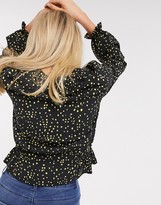 Thumbnail for your product : Topshop Tall spot print tea blouse in black