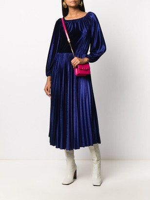 Valentino Pleated Velvet Midi Dress