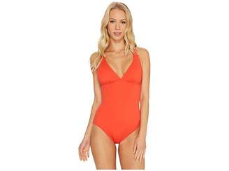 Tommy Bahama Pearl Over-The-Shoulder Laced-Back One-Piece Swimsuit