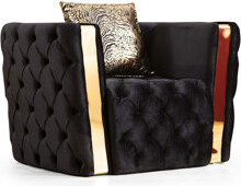 Everly Quinn Naomi Button Tufted Chair Finished With Velvet Fabric