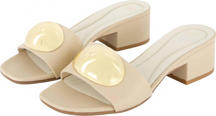 Women's A-Nika Slide Sandals In Beige Leather