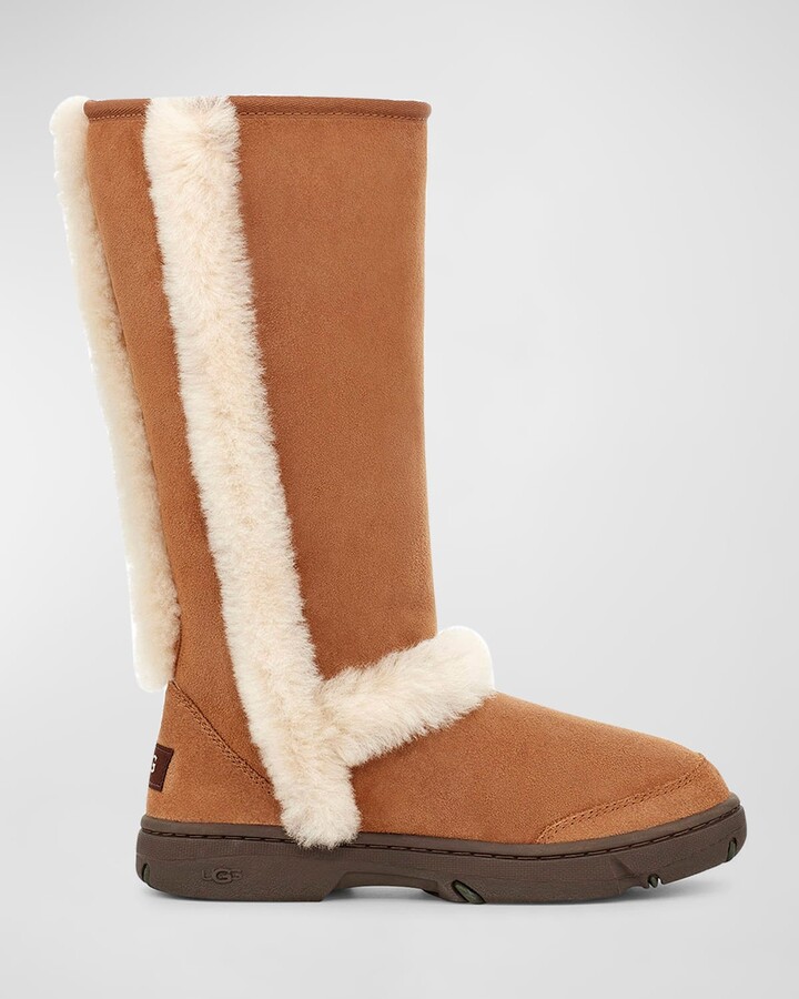 UGG Sunburst Suede Shearling Tall Classic Boots - ShopStyle