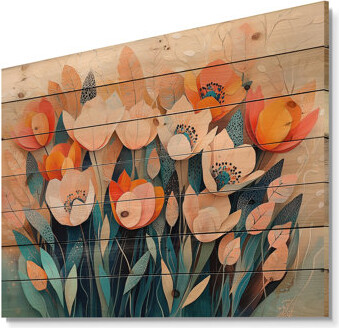 Pastel Colors Of Tulips Dream Fragments I - Botanicals Wood Wall Decor - On Natural Pine Wood