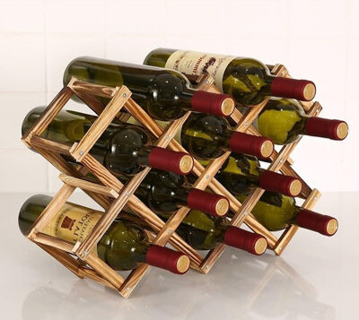 August Grove Foldable Wine Rack for Countertop Holds 10 Bottles
