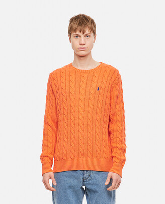 YUNY Mens Knit Fake Two Pieces Pullover Polo-Collar Premium Sweater Orange 2XL 