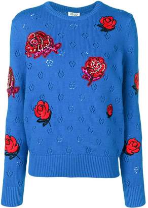 Kenzo embellished flower knitted sweater
