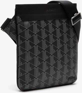 Lacoste The Blend Monogram Print Square Shoulder Bag Men's NH4260LX  Black
