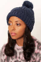 Thumbnail for your product : Topshop Fur Pom Cable Beanie