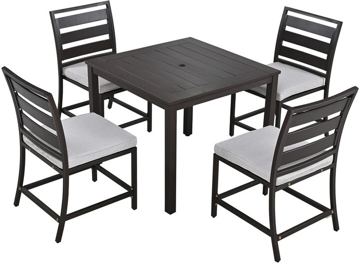 Tiramisubest 5 Piece Outdoor Square Dining Table set with 4 Chairs