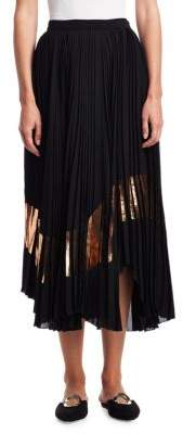 Proenza Schouler Pleated Foil-Stripe Skirt