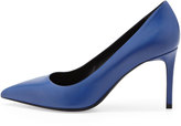 Thumbnail for your product : Saint Laurent Mid-Heel Pointed-Toe Calfskin Pump, Blue