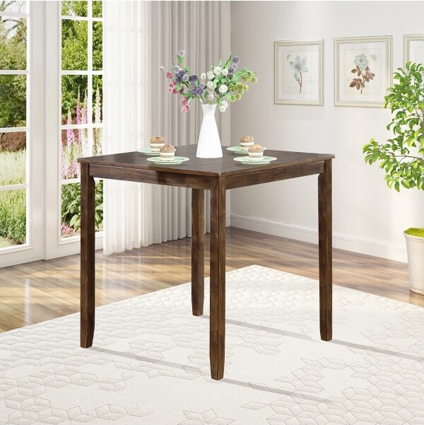 FONTOIModernWoodenSquareCounterHeightDiningTableforSmallHomeKitchensandStylishContemporaryDiningAreasWalnut34.5\
