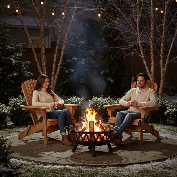 clihome OutdoorWoodenFoldingAdirondackChairSetof2withBackRestWoodPatioChairforGardenBackyard